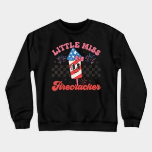 Groovy Little Miss Firecracker 4th Of July  Girl Toddler Crewneck Sweatshirt